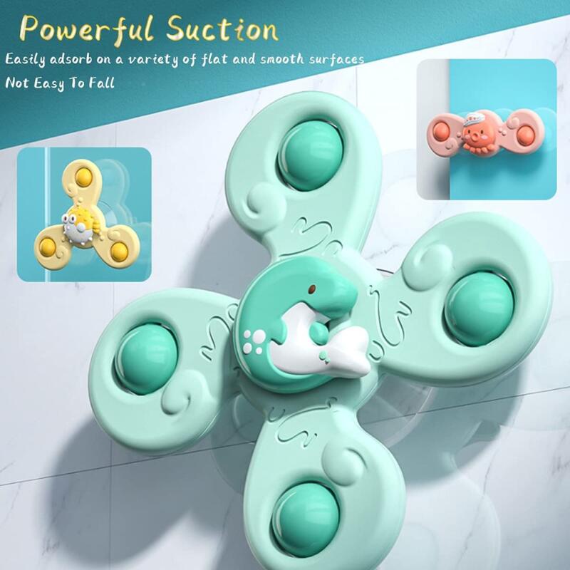 Suction Cup Spinning Toy Mainan Mandi Bayi Lucu Meja Makan Dan Kursi Anak Ujung Jari Spinning Top Windmill Toys