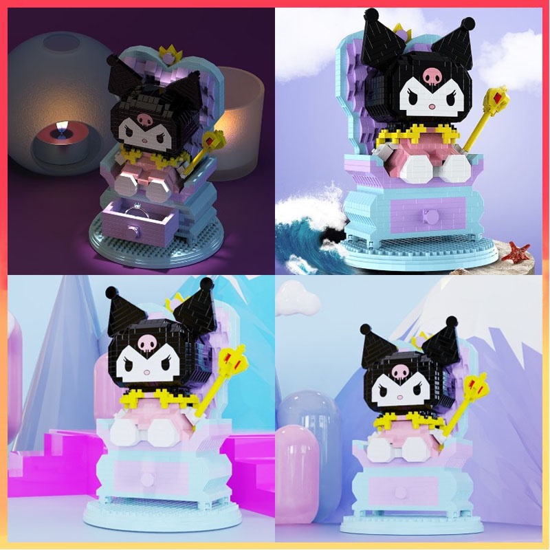 Kuromi Throne Build Block Mainan DIY Model Ornamen Dekorasi Anak Kid Hadiah 1256PCS