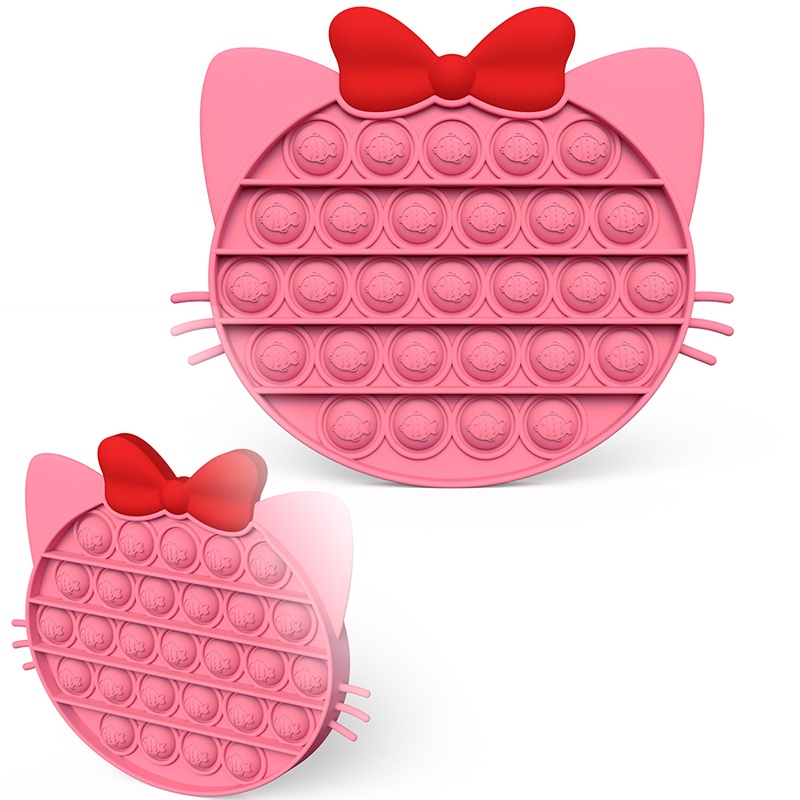 Pop Fidget Its Toys Pad Game Penghilang Stress Terbaru Desain Kucing Pink Menggemaskan