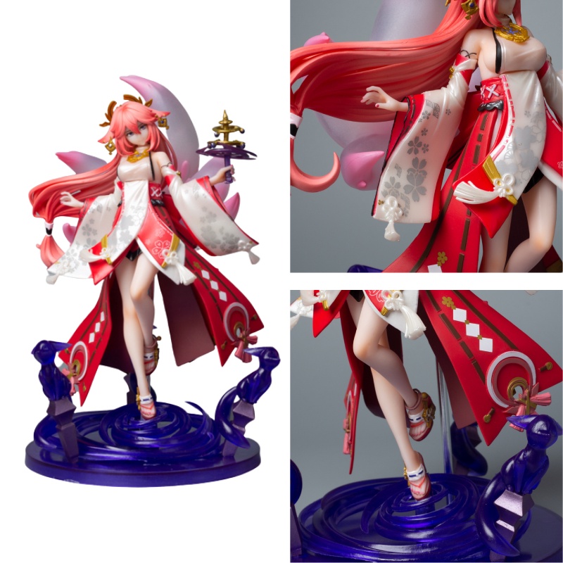 Patung Model Battle Stance Mainan Genshin Impact Yae Miko Original