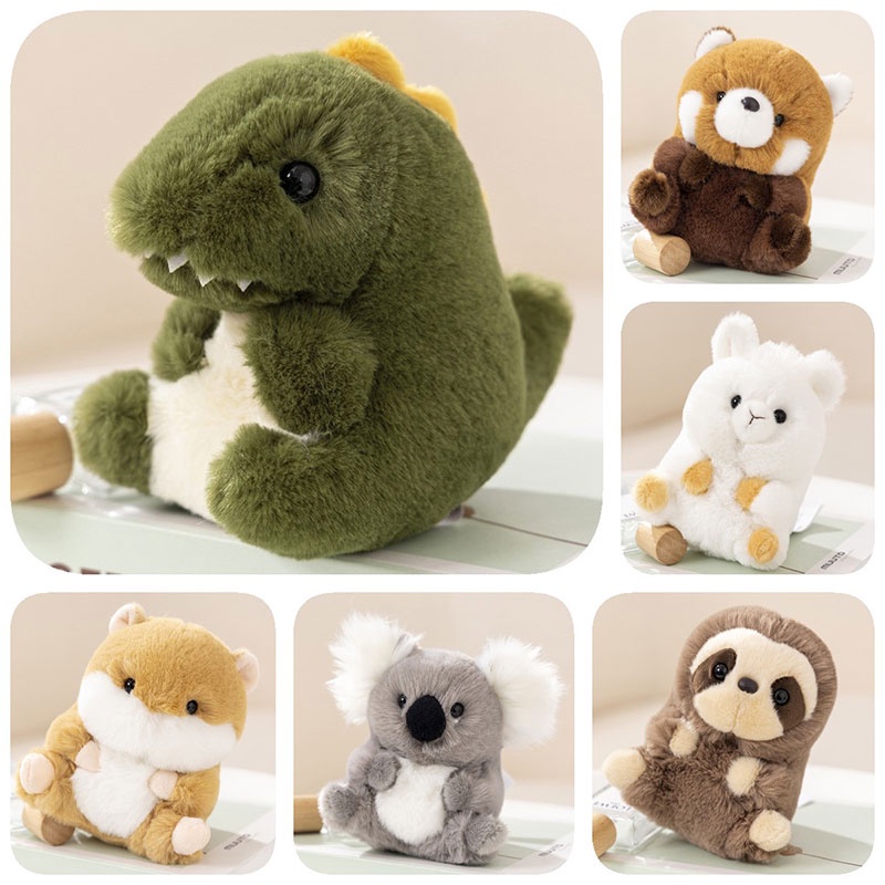 Plushies Bentuk Hewan Panda, Koala, Sloth, Hamster, Alpaka, Dinosaurus, Terbuat Dari Kain Plush Pendek Dan Isi Katun Pp, Bagus Untuk Dekorasi Kamar Anak