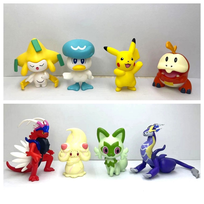 Boneka Pikachu Pokemon Mini Koleksi Set Isi 8pcs Tinggi 5cm Pajangan Statis Non Listrik