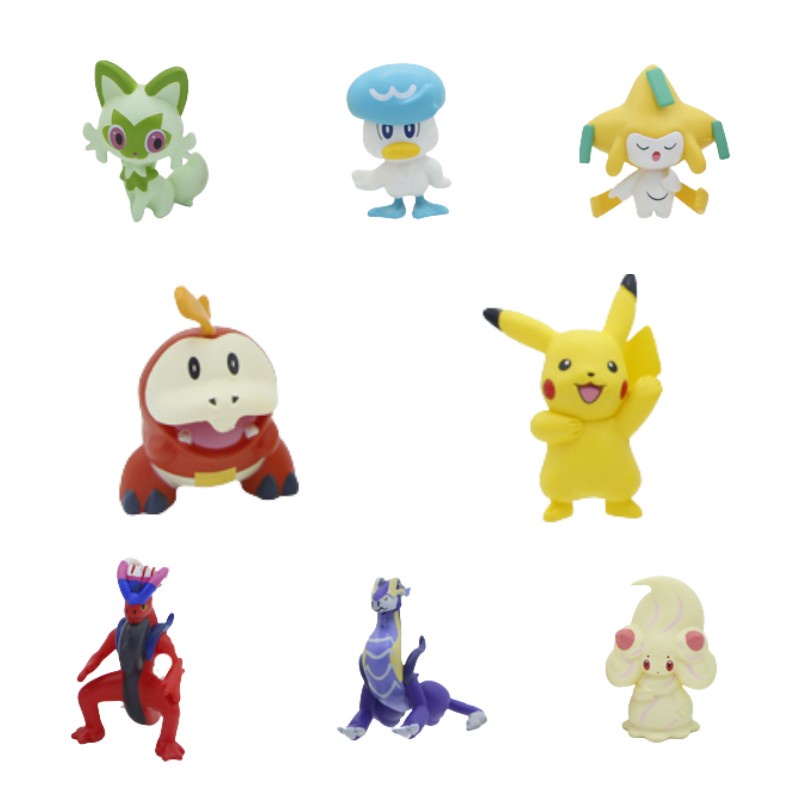 Boneka Pikachu Pokemon Mini Koleksi Set Isi 8pcs Tinggi 5cm Pajangan Statis Non Listrik