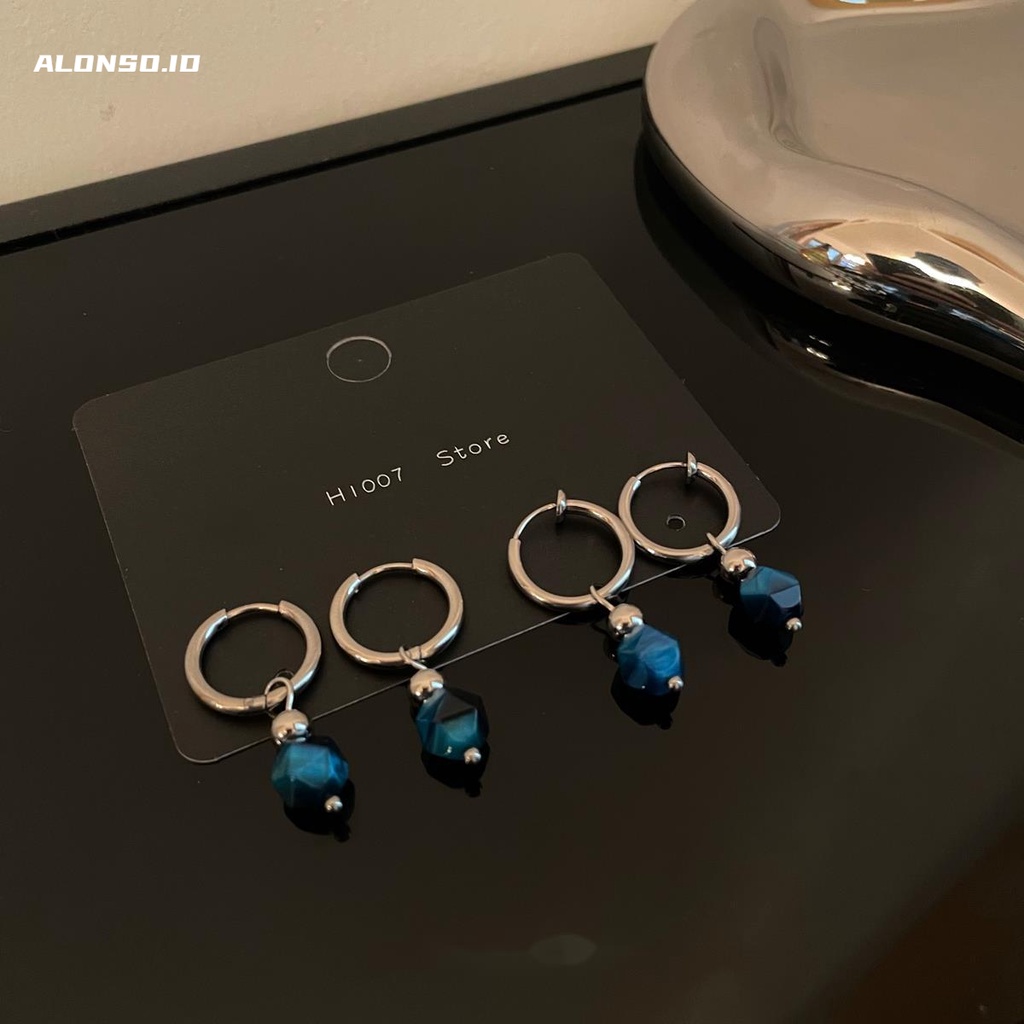 Anting Biru Aksesoris Fashion Kepribadian Sederhana