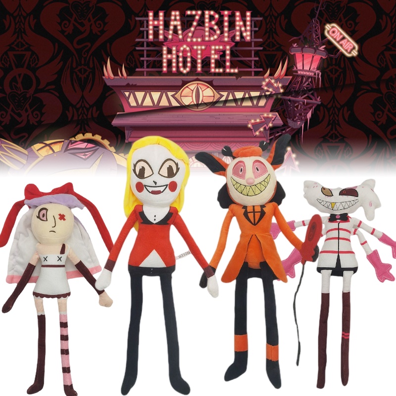 45cm/43cm Hazbin Hotel Charlie Alastor Plush Doll Lembut Anime Malaikat Debu Plushie Mainan Hadiah