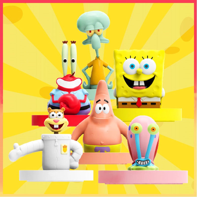 2pcs SpongeBob SquarePants Patrick Star Collectible Figurine Model Mainan Kotak Akrilik