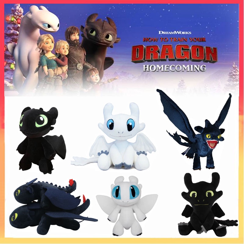 35cm/28cm/25cm Cara Melatih Naga Anda Putih Hitam Toothless Plush Toy Stuffed Doll Cahaya Fury Malam Berbulu Anak-Anak Hadiah