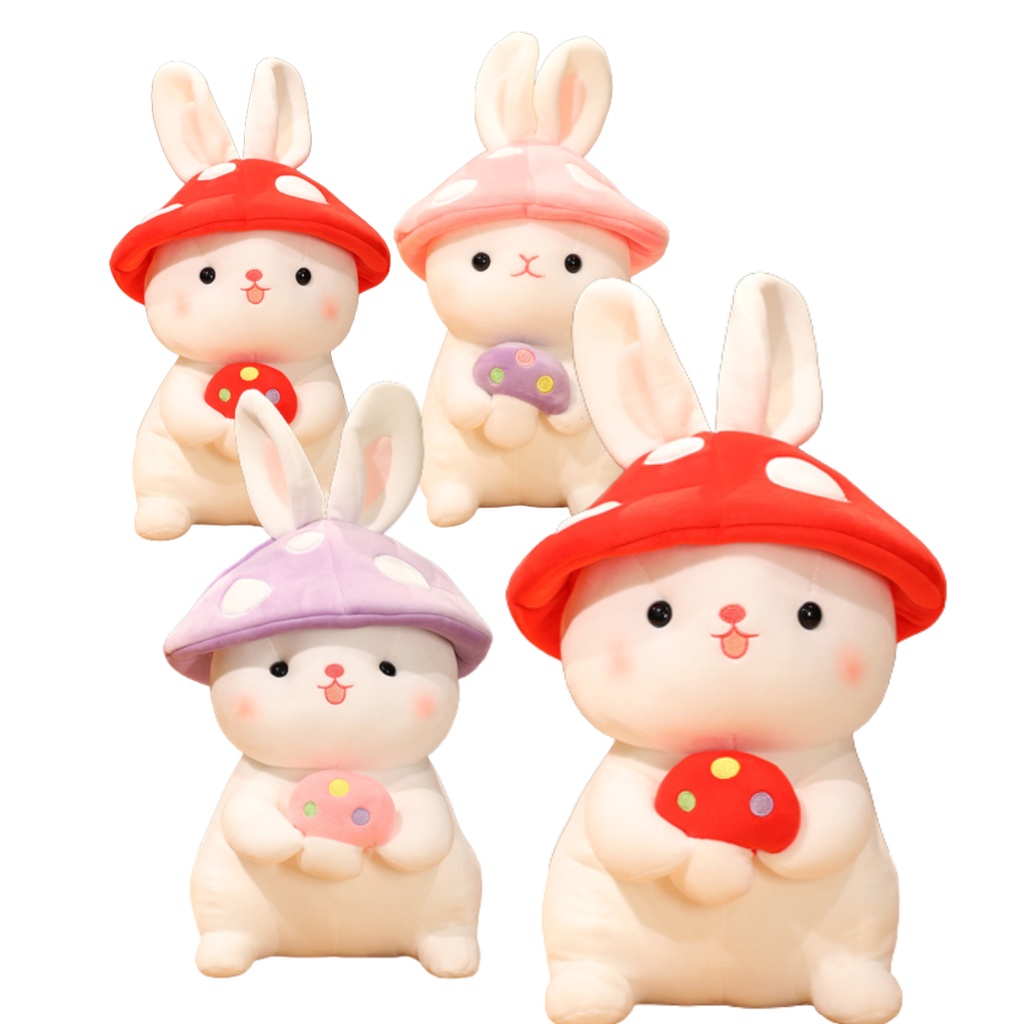 Snuggly Mushroom Bunny Stuffed Animal Cocok Untuk Anak Dan Dewasa Bulu Serat Elastis Amonia Ultra-Lembut