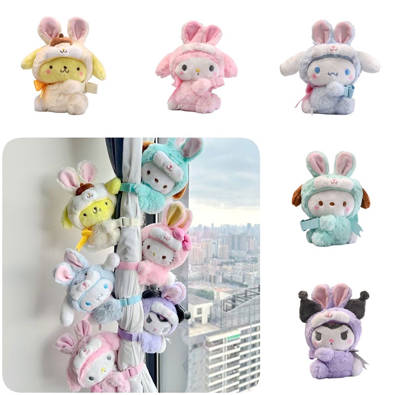 And charming Fun Kuromi My Melody Cinnamoroll HelloKitty Coelho Plushie Jendela Untuk Gorden