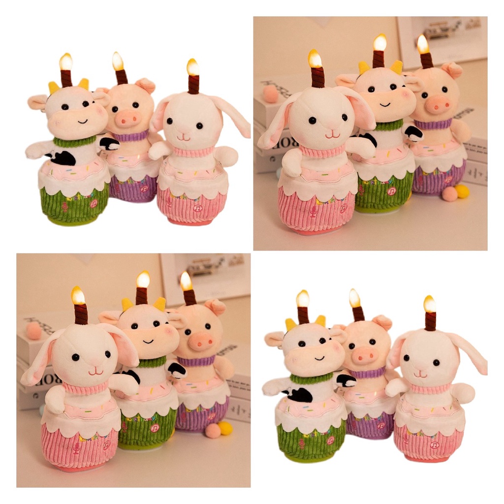 Ding Eya Boneka Nyanyi Kartun Hewan Dengan Tiupan Lilin