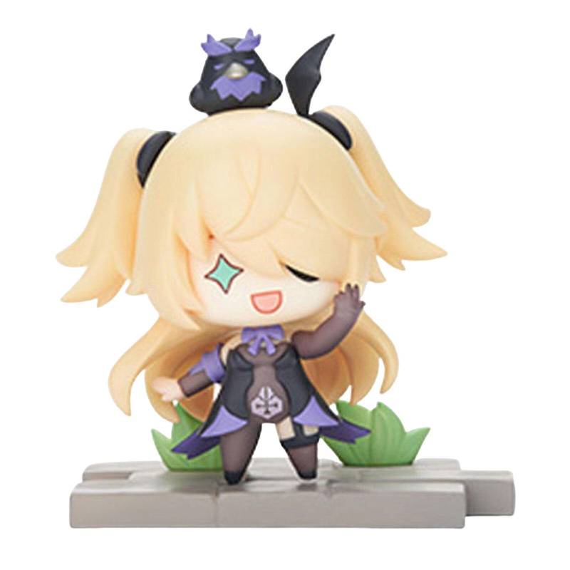 Genshin Impact Kaeya Diluc Xingqiu Keqing 7pcs/Set Qiqi Miniatur Kue Topper Zhongli Blind Box Game Karakter Boneka