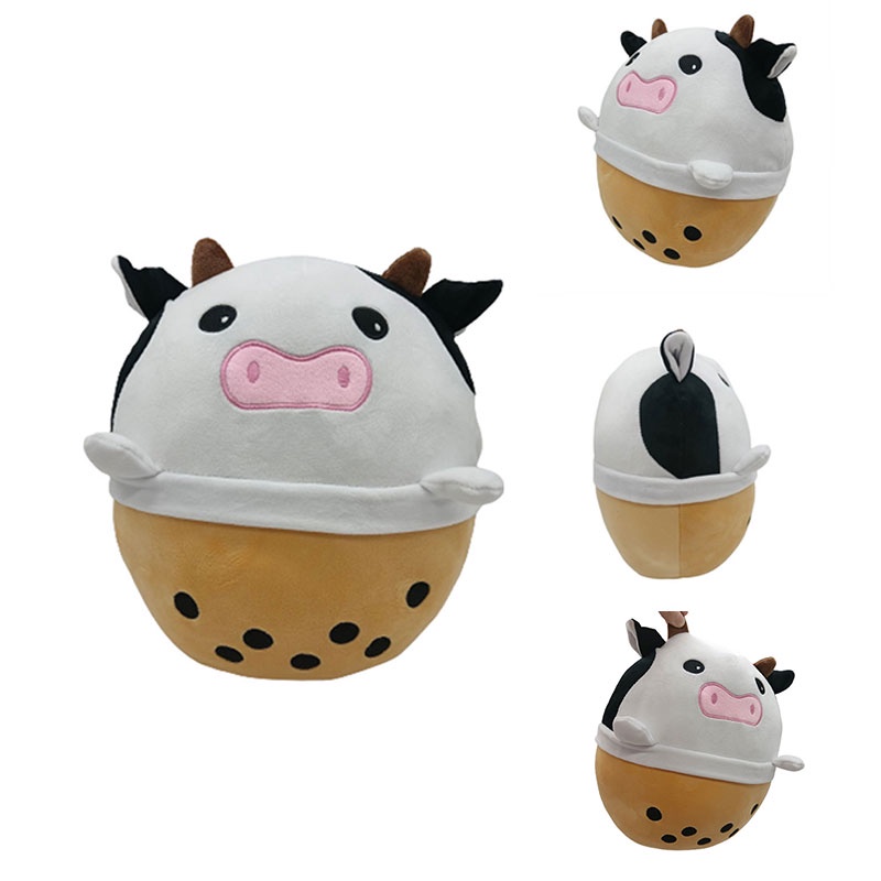 Combo Plushie Milk Tea Cow Fungsional Dan Mutiara Dan Cushion