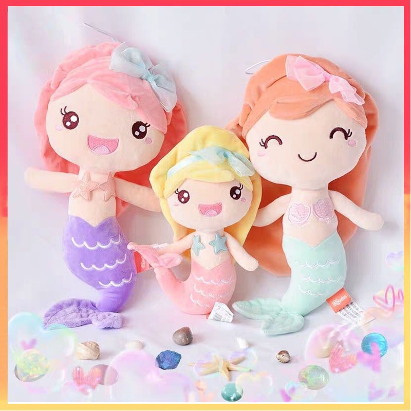 Mermaid Princess Mainan Mewah Boneka Binatang Plushie Hadiah Gadis Dekorasi Rumah