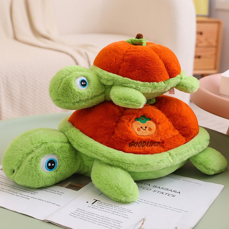 Plush Persimmon Turtle Bergaya Kartun Ideal Untuk Anak-Anak Dan Kolektor Mainan Kura