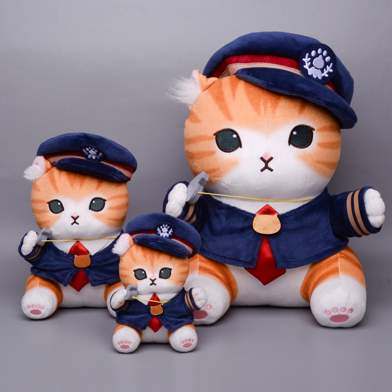 Mainan Plush Konduktor Kucing Gaya Jepang Lucu Untuk Tidur, Peluk, Hiasan Dan Hadiah 13in, 8in, Liontin