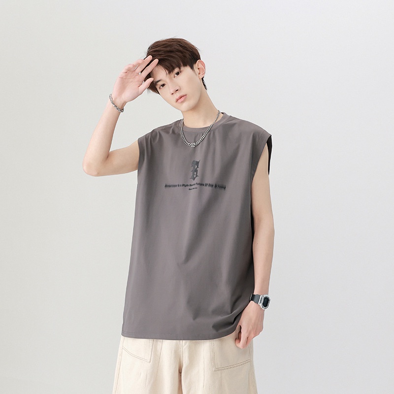 Kaos Pria Tank tanpa tidur T-shirt Top Men's Summer Fashion Brand Sweetheart Men's Top Sports Fitnes