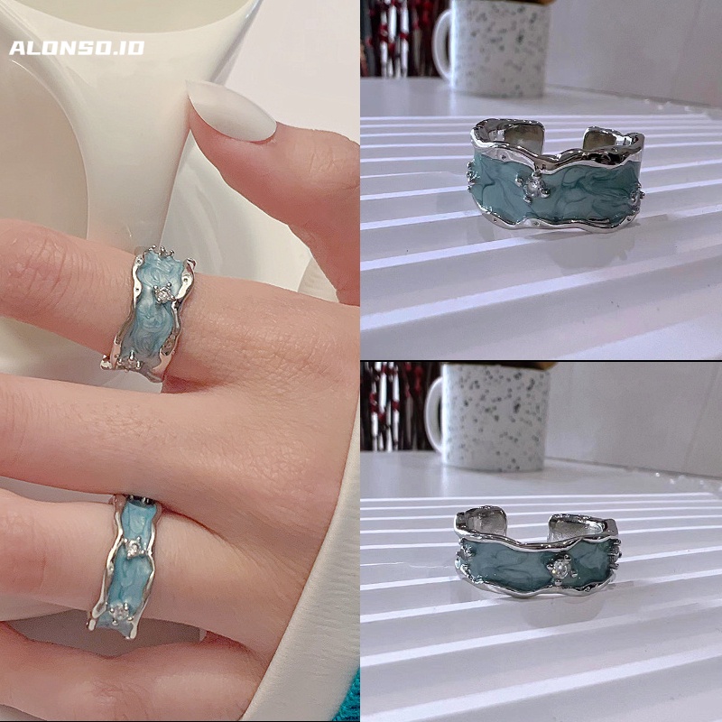 Tekstur Zirkon Pembukaan Cincin Aksesoris Kepribadian Sederhana Fashion