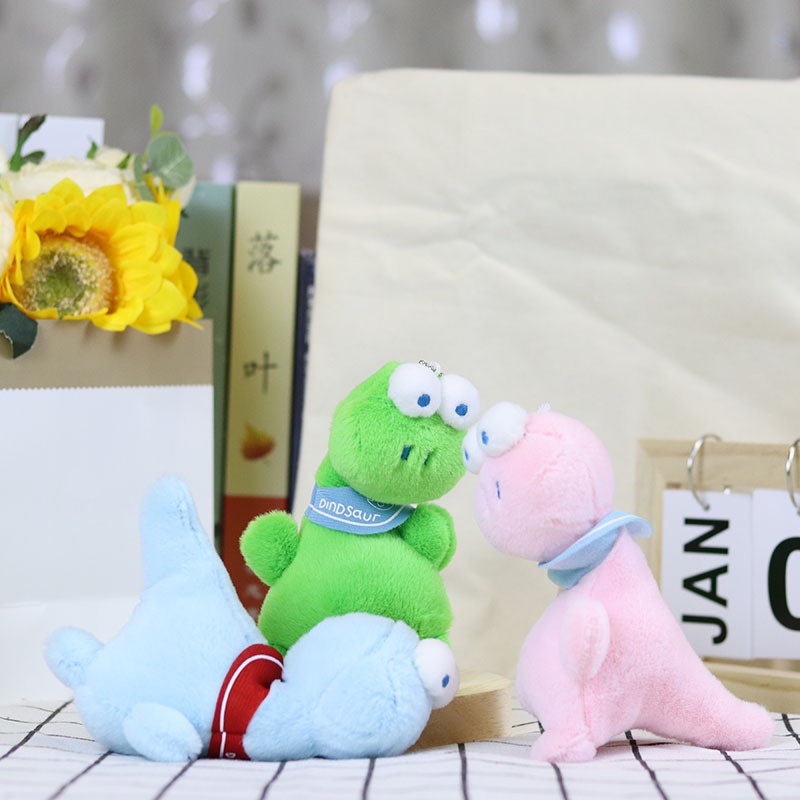 Liontin Gantungan Kunci Mainan Mewah Dinosaurus Bermata Besar Yang Menyenangkan Dan Menggemaskan