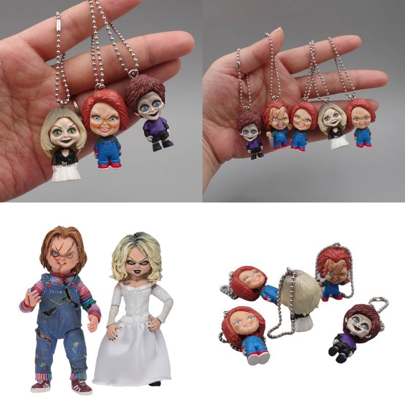 Boneka Gantungan Kunci Chucky Film Lifelike Set 5pcs Patung PVC Posable