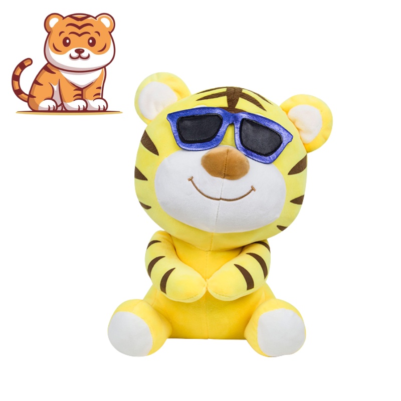 Mainan Plush Lovely Tiger Dengan Kacamata Cocok Untuk Anak-Anak Dan Graduate 30cm