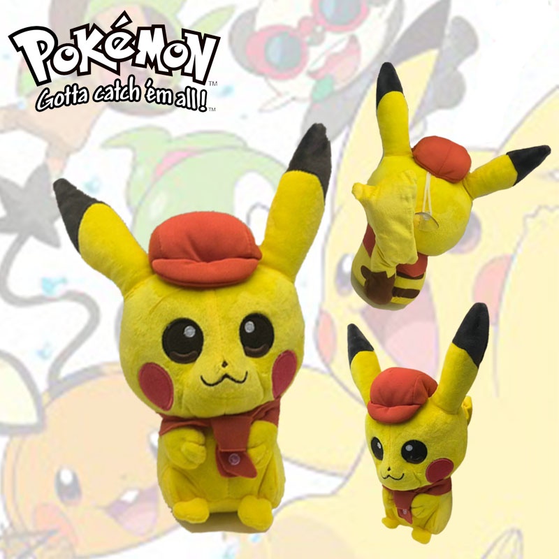 Topi Merah Menggemaskan Pikachu Plushie Ideal Untuk Fans Anime Pokemon, Pendek Mewah