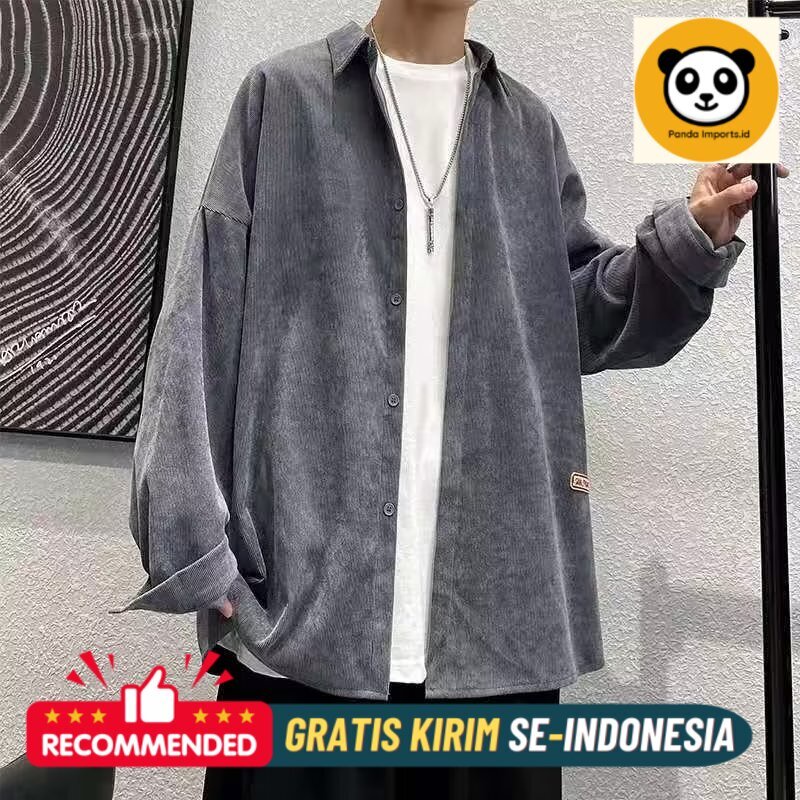 Jaket Pria Premium Corduroy long sleeve shirt men's Korean version in fashionable ruffian handsome c