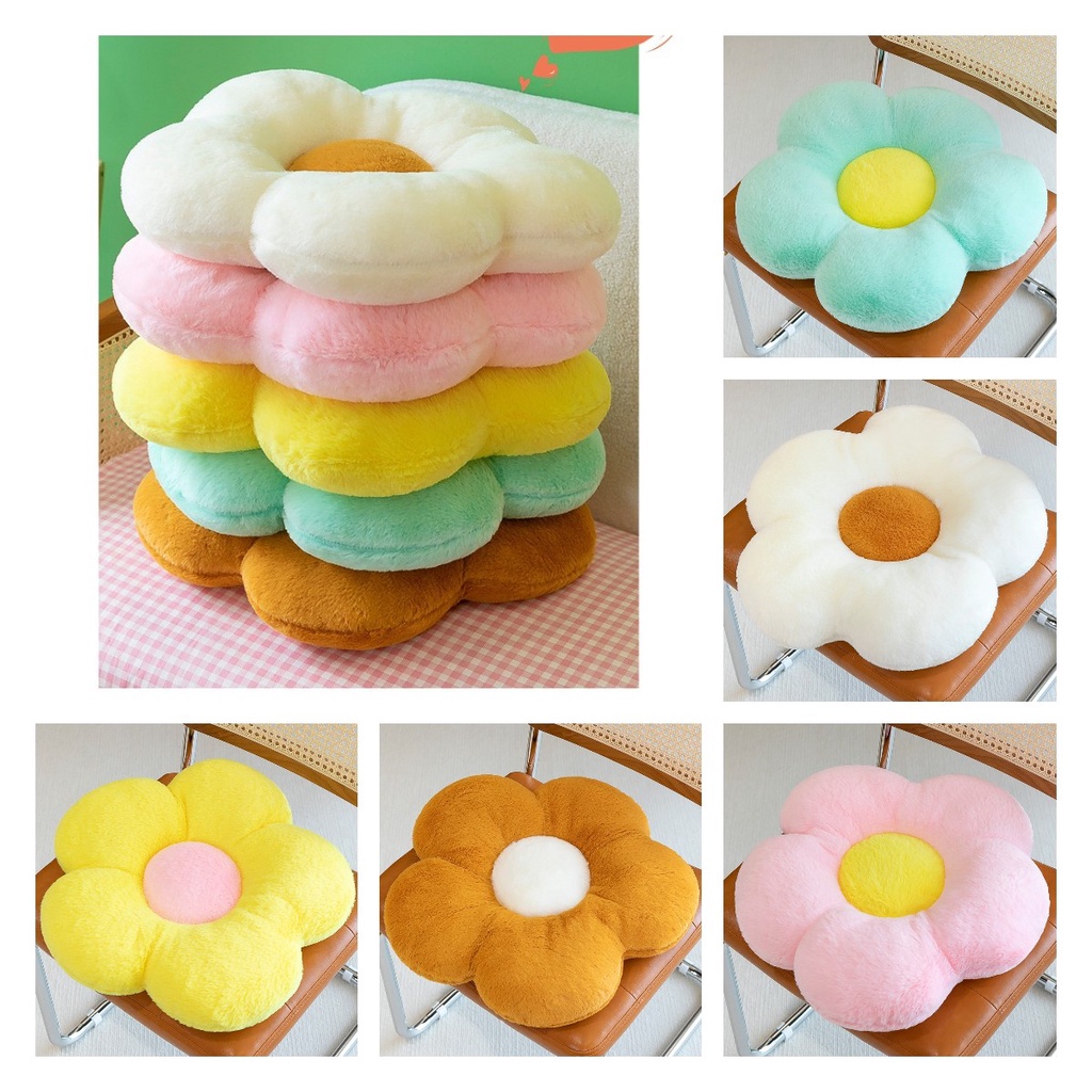 Fuzzy Blossom Cushion Bantal Lempar Krisan Nyaman Dan Warna Warni