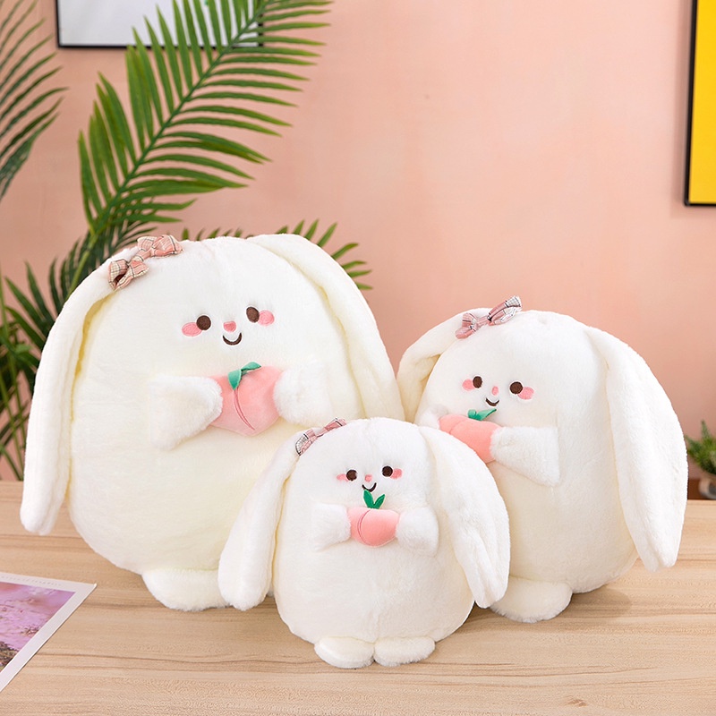 Fuzzy Bunny Peach Plushie Bantal Anak Perempuan Boneka Bantal Binatang Nyaman