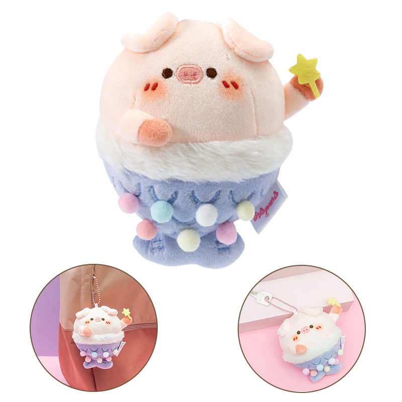 Piggy Mermaid Plush Accessories Untuk Tas Ransel, Kunci, Dan Botol Air Sangat Lembut Dan Fuzzy