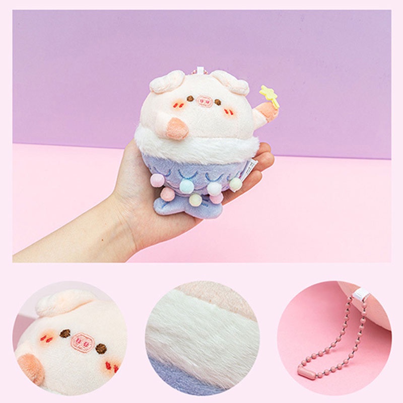 Piggy Mermaid Plush Accessories Untuk Tas Ransel, Kunci, Dan Botol Air Sangat Lembut Dan Fuzzy