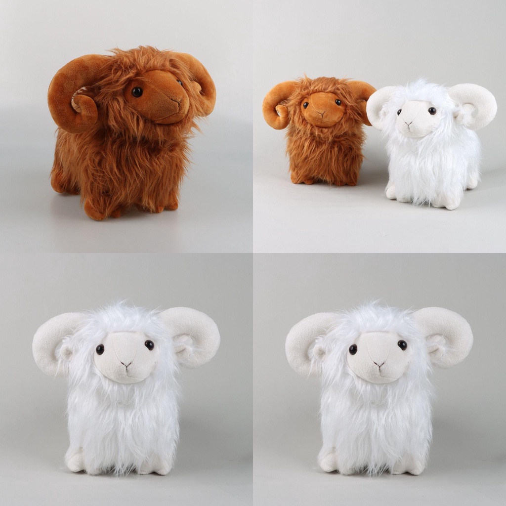 High Quality Highland Woolly Ram Domba Mainan Mewah Boneka Lembut Pelukan Boneka Hadiah