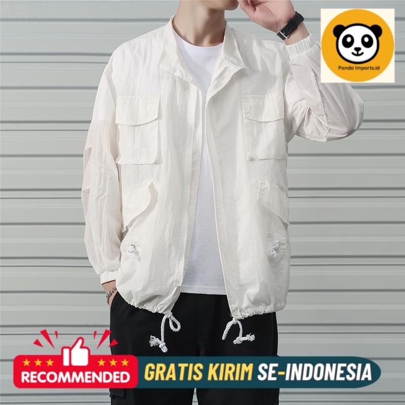 Jaket Pria Premium Pakaian perlindungan matahari pria yang sangat tipis musim panas, jaket kerja yan