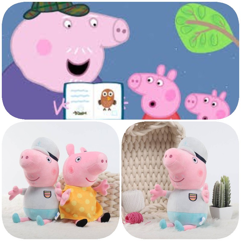 30cm/25cm Kartun Peppa Babi Kakek Nenek Mainan Mewah Boneka Boneka Anak Hadiah Deocr