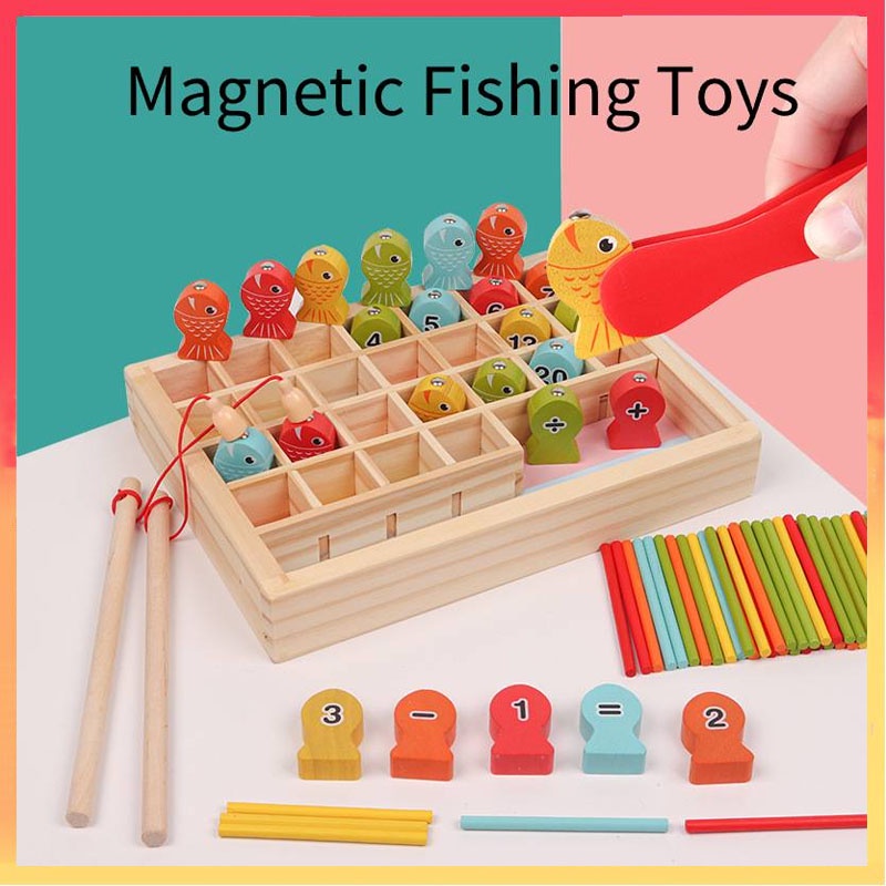 Mainan Hitung Angka Sortiran Mainan Anak Magnet Mancing Kayu