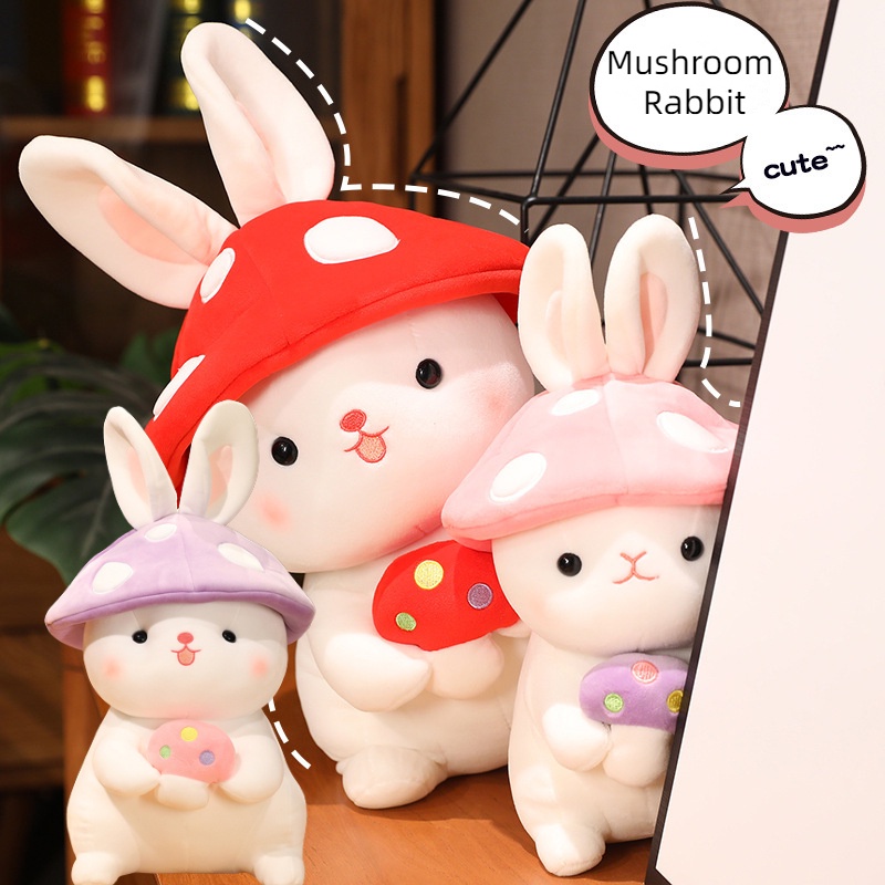 Snuggly Mushroom Bunny Stuffed Animal Cocok Untuk Anak Dan Dewasa Bulu Serat Elastis Amonia Ultra-Lembut