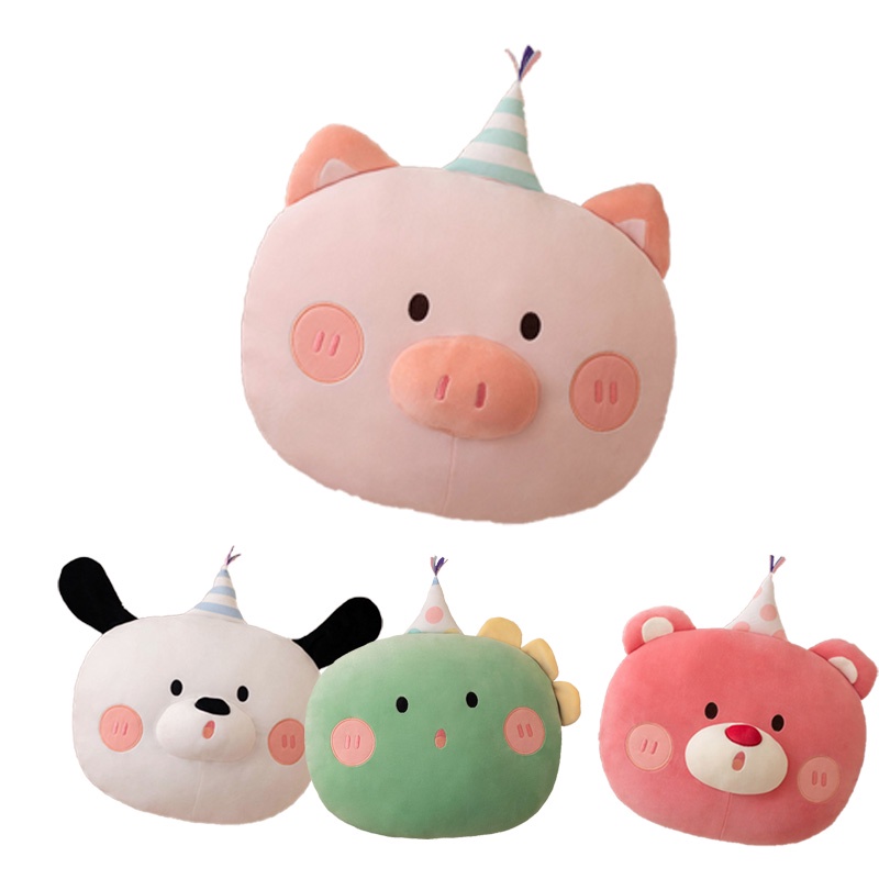 Bantal Pesta Cozy Dan Fluffy Plush Doll Pink Pig, Dinosaurus Hijau, Anjing Putih, Dan Beruang Merah 45cm