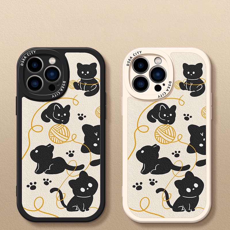 IPHONE Hair Ball Foot Print Desain Kucing Hitam Kecil Casing Ponsel Kompatibel Dengan Iphone12 13 14 11 Pro Max X Xs Max Xr Ddwsd