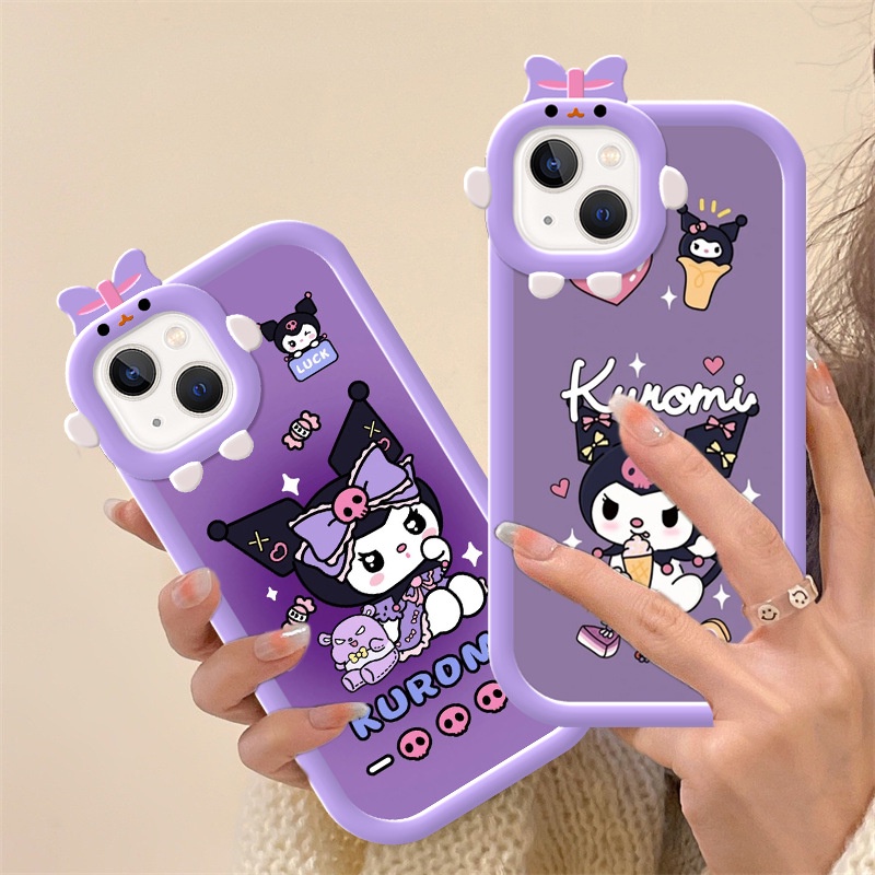 Kuromi Kartun Soft Phone Case Untuk 14 13 12 11 Pro Max X/Xs Max XR IPhone 6Plus/6S Plus 7Plus/8Plus Casing Ponsel Anti Jatuh