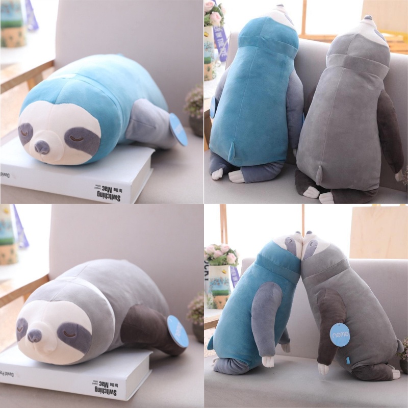 Lembut Dan Cuddly Sloth Stuffed Animal Plush Toy Bantal Pendek Mewah Kain Pp Katun Isian Biru /grey