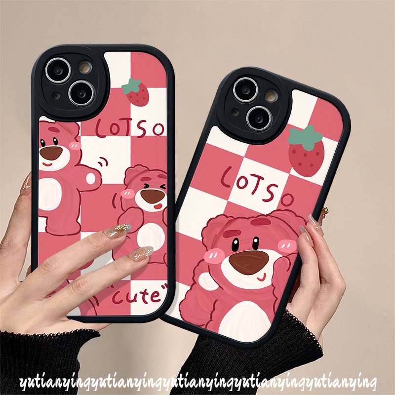 Lovely Strawberry Bear Case Untuk Redmi Note9 8 11 10s 11s 9Pro 9s 11 Pro+8 10Pro 10 Untuk Redmi A1 9T 12C 10A 10C 9 10 9C 9A POCO M3 F4 X3 NFC Pro Mi 12 11T Kartun Sarung Lembut Manyo