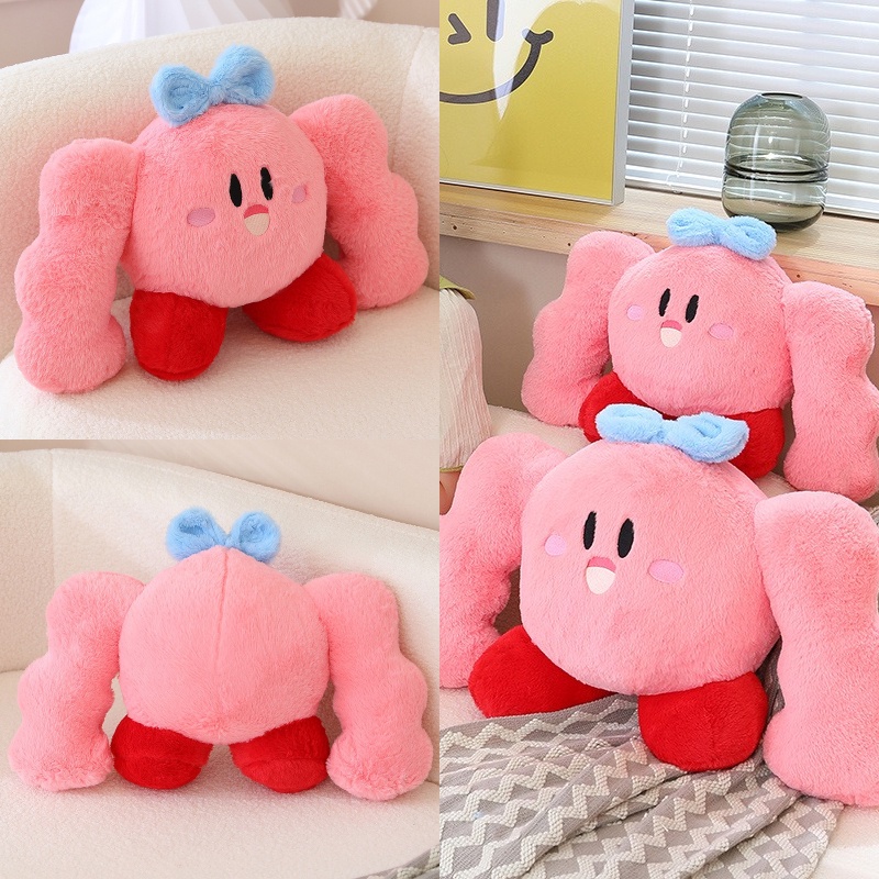 Lembut Cuddly Dan Muscle Kirby Plush Toy PP Cotton Isian Warna Pink