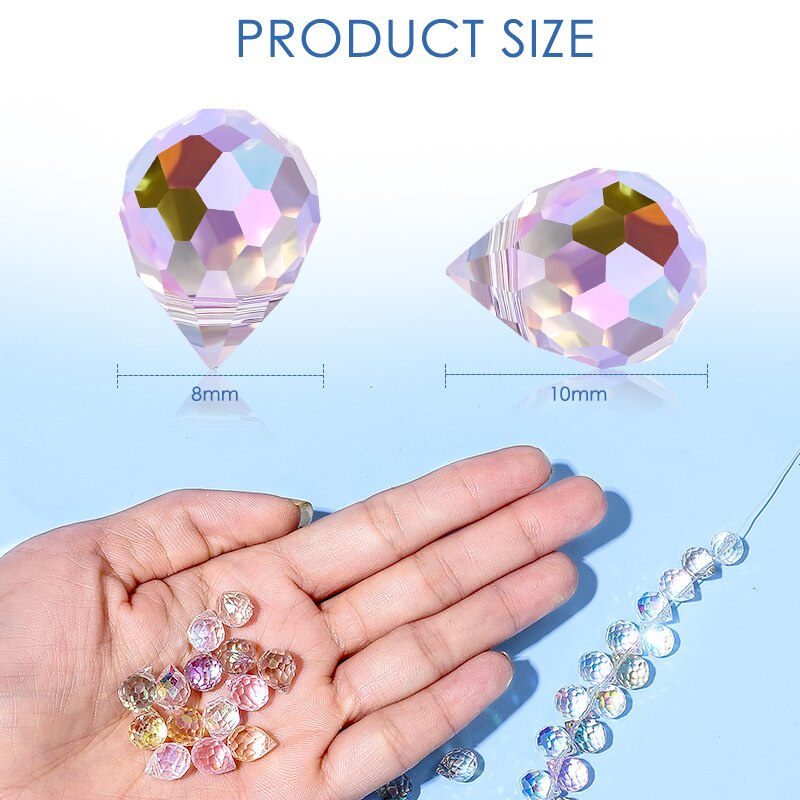 10 * 8mm Kristal Strawberry Beads AB Warna Shiny Faceted Glass Beads Untuk Membuat Perhiasan DIY Gelang Anting Aksesoris 50 Pcs