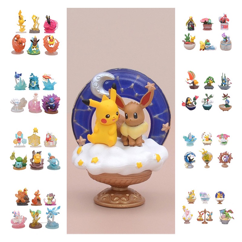 Set Figur Pvc Seri Pokemon Elf Warna Warni Di Box Pajangan, Bagus Untuk Kolektor