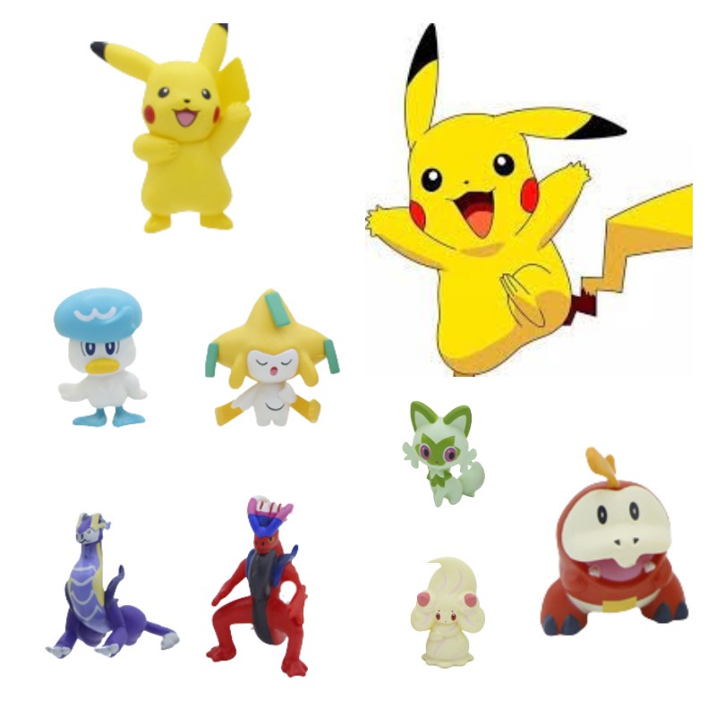 Boneka Pikachu Pokemon Mini Koleksi Set Isi 8pcs Tinggi 5cm Pajangan Statis Non Listrik