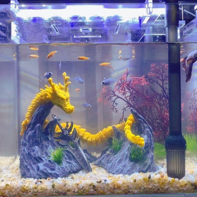 Resin 3D Printed Articulated Model Naga Sambungan Bergerak Dekorasi Aquarium