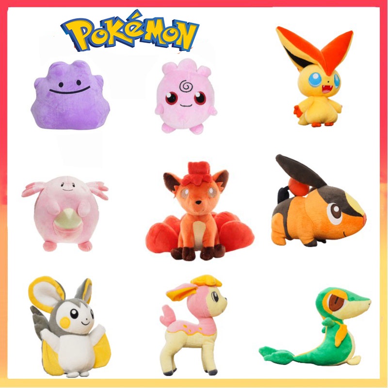 Victini Snivy Deerling Tepig Mainan Mewah Pokemon Cyndaquil, Fennekin, Sandopan Boneka