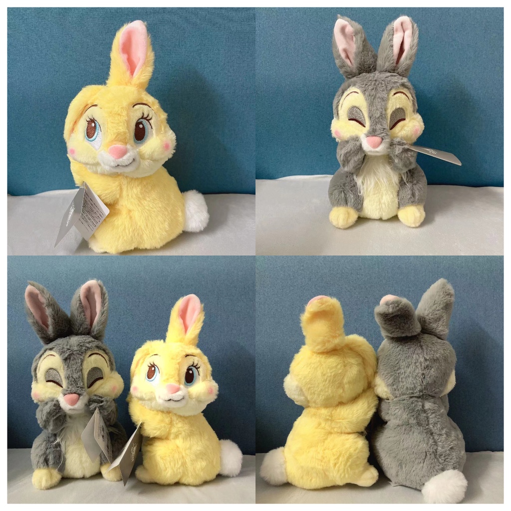 Adorable Grey Samper Rabbit And Yellow Bonnie Rabbit Mainan Mewah