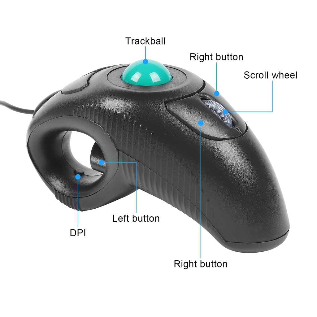 Y-10 Grip Bola Bola Mouse Kiri/Kanan Tangan Kabel Trackball Mouse DPI Adjustable Ergonomis Gaming Mouse Wired Mouse Hand-held Off-table Trackball Mouse