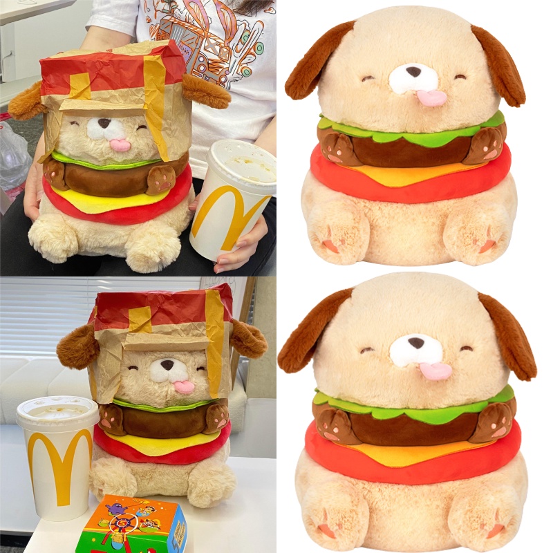 Duo Ai's Hanburger Dog Plushie Lembut Dan Tahan Lama Bagus Untuk Penghilang Stress Dan Peluk Da345