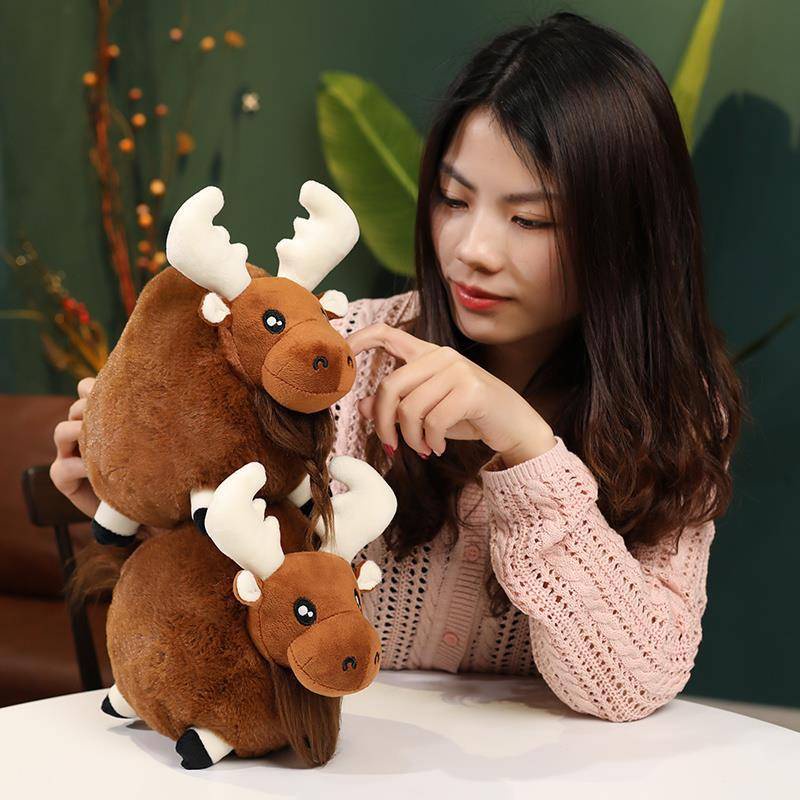 Boneka Stag Natal Bergaya Dan Menyenangkan Untuk Remaja, Plushie Rambut Pendek Dengan No Multi Fungsi